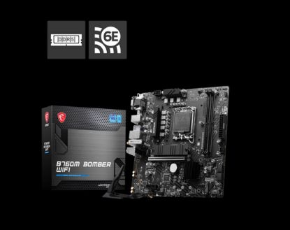 Picture of MSI PRO B760M BOMBER WIFI  mATX Motherboard, 4x DDR5~128GB, 2x PCI-E x 16, 1x PCI-E x 1, 2x M.2, 4x SATA, 4x USB 3.2 , 2x USB 2.09