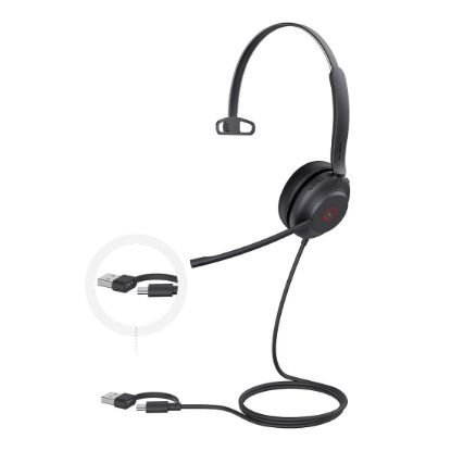 Picture of Yealink UH37 Mono USB Wired Headset, UC, USB-C/A, 35mm Speaker, Busylight, Leather Ear Cushion,HD Audio, 2Mic Noise Killer, Microsoft Teams & UC