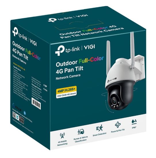 Picture of TP-Link VIGI 4MP C540-4G(4mm) Outdoor Full-Color 4G Pan Tilt Network Camera, 4mm Lens, 4G Mobile Networking, Automatic Tracking, 360° Monitoring: