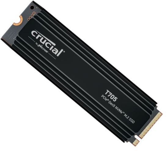Picture of Crucial T705 4TB Gen5 NVMe SSD Heatsink - 14100/12600 MB/s R/W 2400TBW 1500K IOPs 1.5M hrs MTTF DirectStorage for Intel 14th Gen & AMD Ryzen 7000