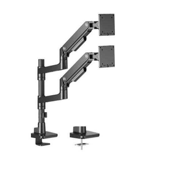Picture of Brateck LDT81-C024P-B NOTEWORTHY POLE-MOUNTED HEAVY-DUTY GAS SPRING DUAL MONITOR ARM Fit Most 17'-49' Monitor Fine Texture Black(new)