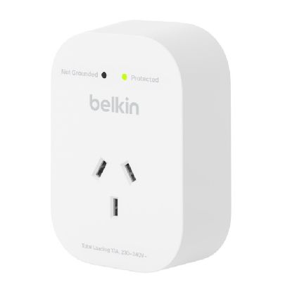 Picture of Belkin SurgePro 1-Outlet Surge Protection - White (SRA010AU),1800 Joules Protection,Impact Resistant,RCM Safety Certified,CEW $30,000,2 Years Warranty
