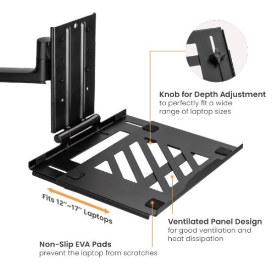 Picture of Brateck Adjustable Laptop Tray For Monitor Arms Fits12-17'  with standard 75x75 VESA plate (LS)
