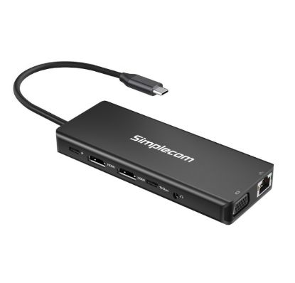 Picture of Simplecom CHN613 USB-C 13-in-1 Multiport Docking Station Dual HDMI + VGA Triple Display USB 3.2 Gen 2 10Gbps
