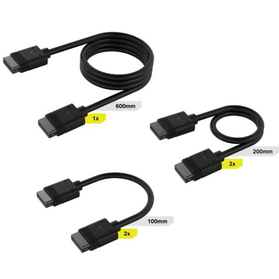 Picture of Corsair  iCUE LINK Cable Kit - 100mm x 1, 200mm x 1, 600mm x 1 Black