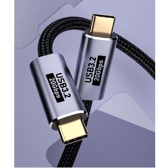 Picture of USP BoostUp Cafule Braided USB-C to USB-C (3.2 Gen2) Charge & Video (8K@60Hz) Cable (1M) Black - 5A/100W, Support 20Gbps, Suitable for USB-C Devices