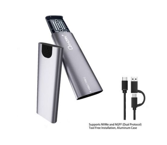 Picture of Oxhorn USB C 3.2 Gen 2 M.2 Enclosure NVMe NGFF (Dual Protocol) Support M key M.2 STAT M.2 NVMe SSD up to 4TB Macs Windows USB-C USB-A 2 YR WTY