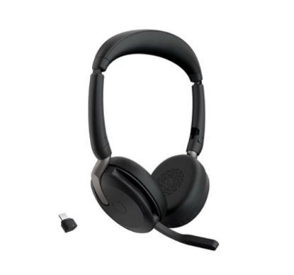 Picture of Jabra Evolve2 65 Flex MS Teams, Stereo Bluetooth Headset, Link380c USB-C Dongle, Foldable Design, 2Yr Warranty ANC, 20 hours battery life, 30m Range