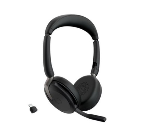 Picture of Jabra Evolve2 65 Flex MS Teams, Stereo Bluetooth Headset, Link380c USB-C Dongle, Foldable Design, 2Yr Warranty ANC, 20 hours battery life, 30m Range