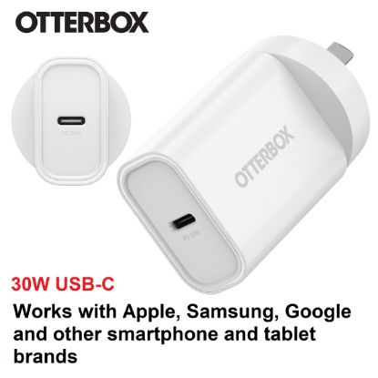 Picture of OtterBox 30W USB-C (Type I) PD Fast Wall Charger - White (78-81353), Compact, Drop Tested,Safe & Smart Charging,Best for Apple, 7 Years Warranty