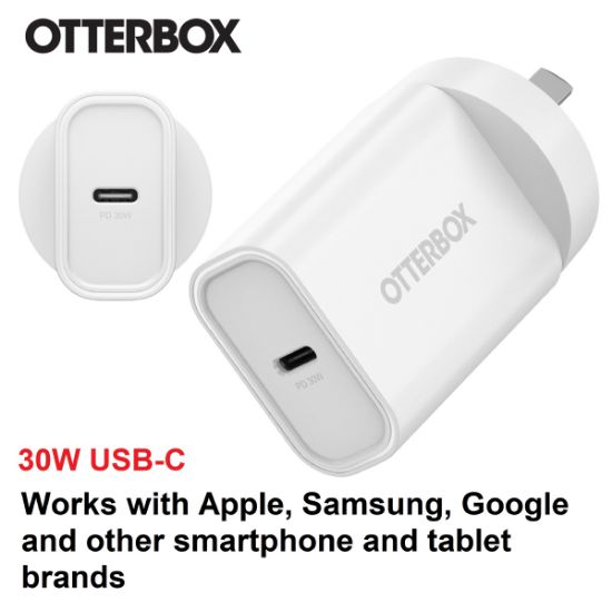 Picture of OtterBox 30W USB-C (Type I) PD Fast Wall Charger - White (78-81353), Compact, Drop Tested,Safe & Smart Charging,Best for Apple, 7 Years Warranty