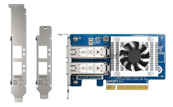 Picture of QNAP QXG-25G2SF-CX6 Dual-port 25GbE Network Expansion Card, NVIDIA Mellan ox ConnectX-6 LX SmartNIC Controller, PCIe Gen4, Port Trunking, SR-IOV, RoCe