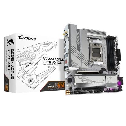 Picture of Gigabyte B650M AORUS ELITE AX ICE AMD B650 AM5 ATX Motherboard 4x DDR5~192GB,3x PCIe x16, 3x M.2, 4x SATA 6, 2x USB 3.2, 1x USB-C, 2x USB 2.0