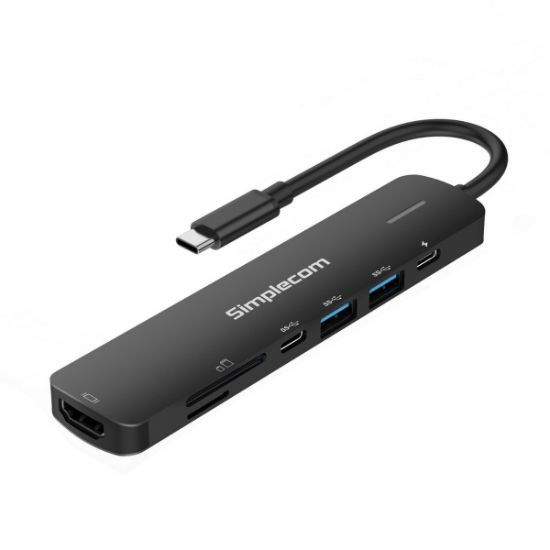 Picture of Simplecom CHT570 USB-C SuperSpeed 7-in-1 Multiport Hub Adapter HDMI 2.0 Docking Station