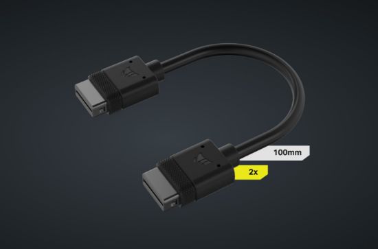 Picture of Corsair  iCUE LINK Cable - 2x 100mm, Dual Cable pack Black Stright connectors