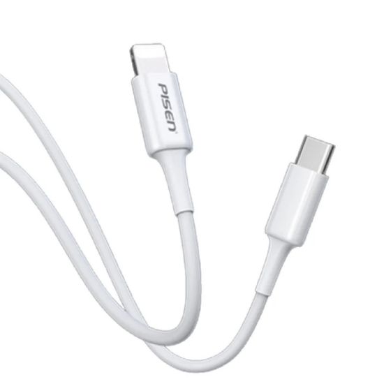 Picture of Pisen Mr White Lightning to USB-C PD Fast Charge Cable (1M) White - Support Charge 3A, Stretch-Resistant, Reinforced,Durable,Apple iPhone/iPad/MacBook