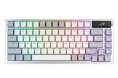 Picture of ASUS ROG AZOTH/US/PBT/WHT  (Snow Switch) Gaming Keyboard, OLED Display, NX Snow Switch, 75 Keys, Tri-mode Connection, White, Quiet