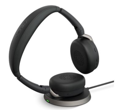 Picture of Jabra Evolve2 65 Flex UC Stereo Bluetooth Headset, Link380c USB-C Dongle & Wireless Charging Stand Included, Foldable Design, 2Yr Warranty, ANC