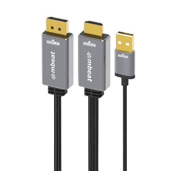 Picture of mbeat Tough Link 1.8m HDMI to DisplayPort Cable with USB Power  4K@60Hz (3840×2160), 1440p@120Hz, 1080p@120Hz Package Weight: 150g