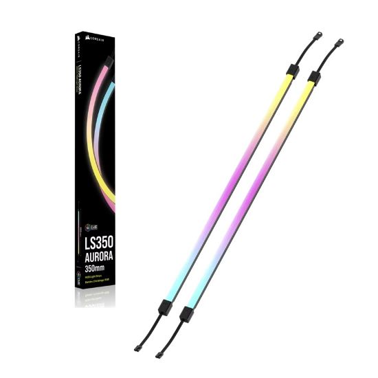 Picture of Corsair LS350 Aurora RGB Light Strips - 350mm – 350×10×10mm, black, magnetic mount, addressable LEDs, iCUE compatible, flexible