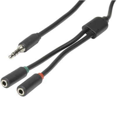 Picture of Digitech 3.5mm 4 Pole Plug to 2 x 3.5mm Socket Cable - 250mm