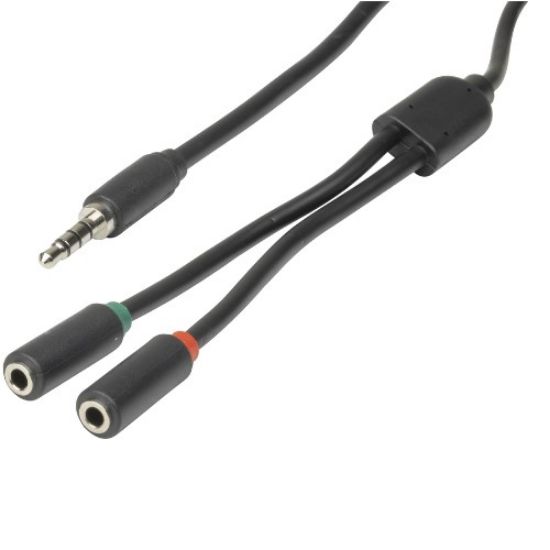 Picture of Digitech 3.5mm 4 Pole Plug to 2 x 3.5mm Socket Cable - 250mm
