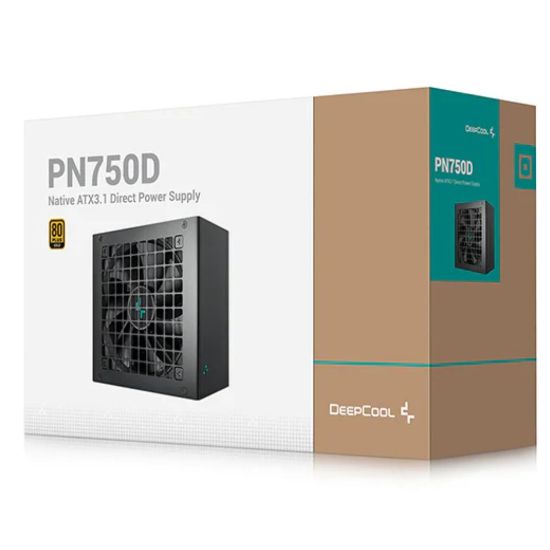 Picture of DeepCool PN750D 750W 80+ Gold Certified Non-Modular ATX Power Supply (Direct Cable), 120mm Fan, Japanese Capacitors, DCtoDC, ATX12V V3.1, 100,000 MTB