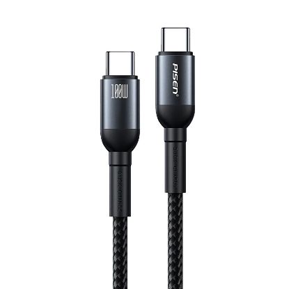 Picture of Pisen Braided USB-C to USB-C 100W PD Fast Charge Cable (1M) Black - Bend-Resistant, Samsung Galaxy,Apple iPhone,iPad,MacBook,Google,OPPO,Nokia,Laptop
