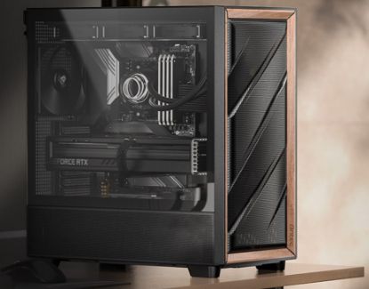 Picture of Antec Flux ATX, Black Premium Walnut Trim, 5x Black PWM Performance Fans. Ultra Cooling Design, ARGB Controller, Mid Tower Case