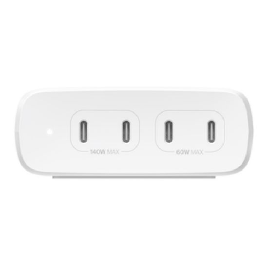 Picture of Belkin BoostCharge Pro 200W USB-C (PD 3.0) 4-Port GaN Wall Charger - White (WCH015AUWH), 140W Max Single Port, Universal Compatibility,2 Year Warranty