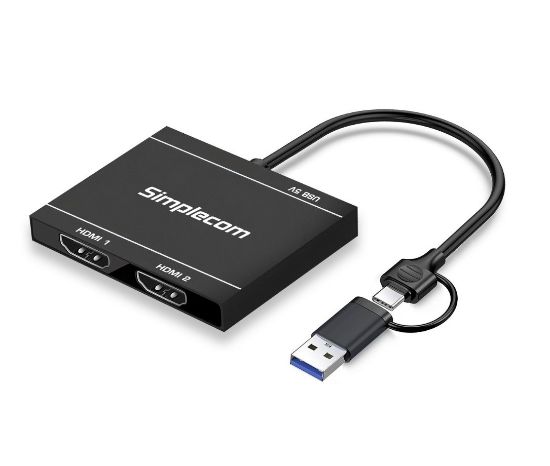 Picture of Simplecom DA327 USB 3.0 or USB-C to Dual HDMI Display Adapter for 2x 1080p Extended Screens