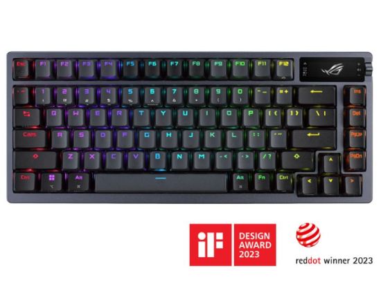 Picture of ASUS ROG AZOTH/NXSW/US/PBT (Snow Switch) Gaming Keyboard, OLED Display, NX Snow Switch, 75 Keys, Tri-mode Connection, Quiet