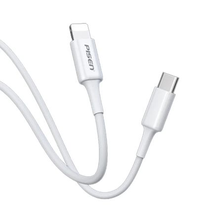 Picture of Pisen Mr White Lightning to USB-C PD Fast Charge Cable (2M) White - 3A, Support Data Sync, Durable, Easy to insert, Apple iPhone,iPad,MacBook