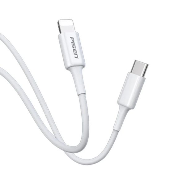 Picture of Pisen Mr White Lightning to USB-C PD Fast Charge Cable (2M) White - 3A, Support Data Sync, Durable, Easy to insert, Apple iPhone,iPad,MacBook