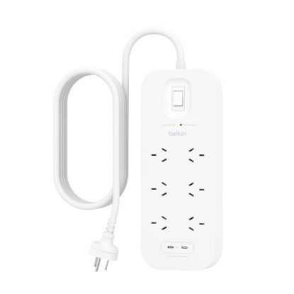 Picture of Belkin SurgePro 6-Outlet Surge Protector with Dual USB-C 30W - (SRB006AU2M), 650 Joules Protection, RCM Safety Certified, CEW $50,000,2 Years Warranty