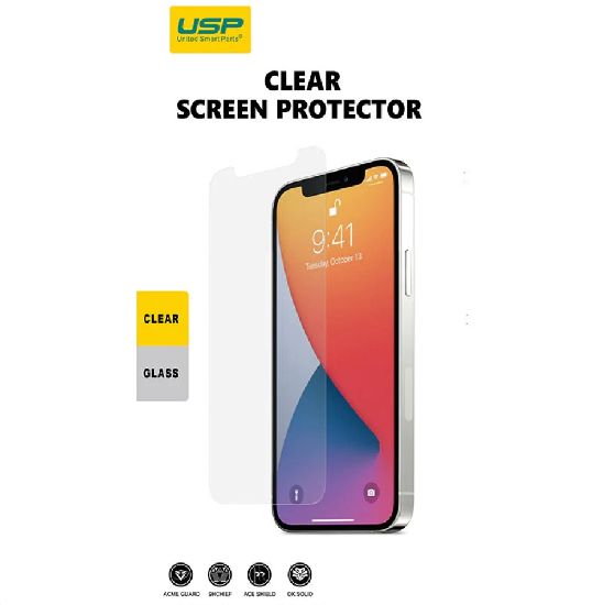Picture of USP Apple iPhone 16 / iPhone 15 / iPhone 15 Pro (6.1') Tempered Glass Screen Protector : Full Coverage, 9H Hardness,Bubble-free, Anti-fingerprint