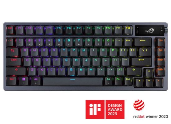 Picture of ASUS ROG AZOTH/NXSM/PBT Gaming Keyboard, OLED Display, NX Storm Switch, 75 Keys, Tri-mode Connection, Black, Tactile Bump/Clicky