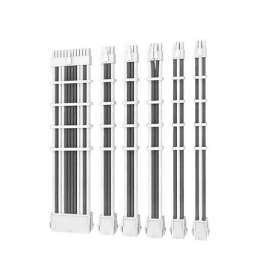 Picture of Antec CIP4 Cable Kit White Grey - 6 Pack, 24ATX, 4+4 EPS, 16AWG Thicker, High Performance 300mm long Length. Premium Sleeved & Universal (LS)