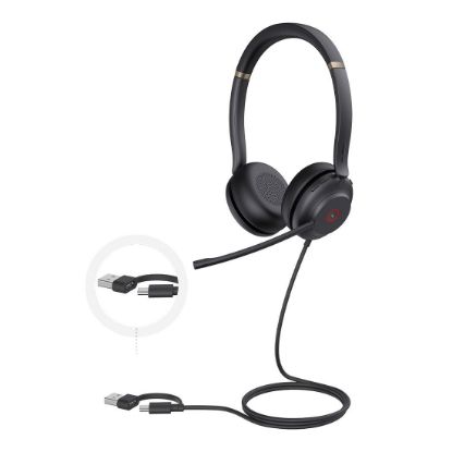 Picture of Yealink UH37 Dual USB-C/A USB Wired Headset, UC Dual, USB-C/A, 35mm Speakers, Stereo, HD Audio, 2Mic Noise Killer, Microsoft Teams & UC Certified