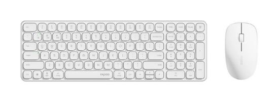 Picture of RAPOO 9320M Bluetooth 4.0, 5.0 + 2.4G  Wireless Multi-mode Keyboard Mouse Combo, Aluminum Base, 2400 DPI, 10M Range, Compact White Retail Pack