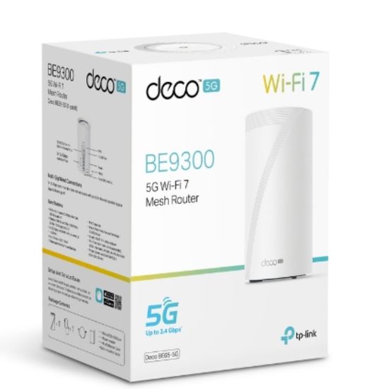 Picture of TP-Link Deco BE65-5G(1-pack) 5G BE9300 Tri-Band Whole Home Mesh Wi-Fi 7 Gateway (WIFI7)  574 Mbps at 2.4 GHz + 2880 Mbps at 5 GHz + 5760 Mbps at 6 GHz