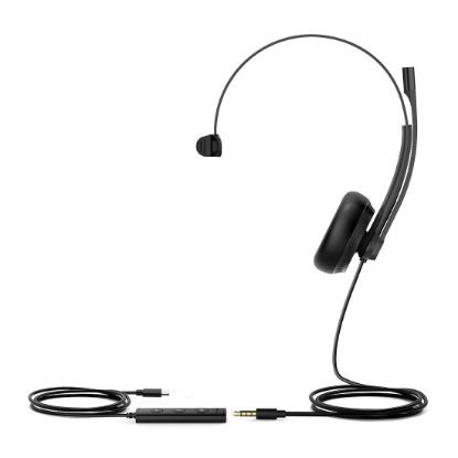 Picture of Yealink UH34 Special Edition Mono UC USB Headset, USB-C  3.5mm, Audio Clarity, Noise Cancelling Microphone, Leather Ear Cushions, YHC20 Controller