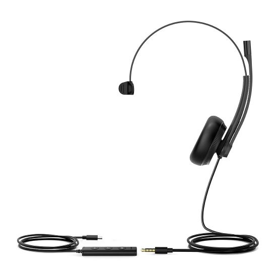 Picture of Yealink UH34 Special Edition Mono UC USB Headset, USB-C  3.5mm, Audio Clarity, Noise Cancelling Microphone, Leather Ear Cushions, YHC20 Controller
