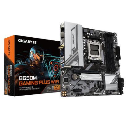 Picture of Gigabyte B650M GAMING PLUS WIFI, AMD AM5, 4 x DDR5up to 256 G, 1 x HDMI, 1 x PCI Express x16, 2 x M.2, 4 x SATA, 4 x USB 3.2
