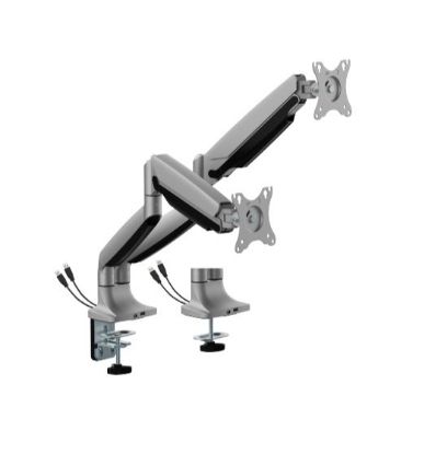 Picture of BrateckLDT82-C024UCE DUAL SCREEN HEAVY-DUTY MECHANICAL SPRING MONITOR ARM WITH USB PORTS For most 17'~35' Monitors, Matte Silver(LS)