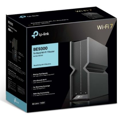 Picture of TP-Link Archer BE550 BE9300 Tri-Band Wi-Fi 7 Router (WIFI7) 574 Mbps at 2.4 GHz + 2880 Mbps at 5 GHz + 5760 Mbps at 6 , 6× Internal Antennas, 1.5 GHz