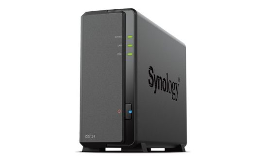 Picture of Synology DiskStation DS124 1-Bay 3.5' Diskless 1xGbE NAS (Tower) , Realtek RTD1619B 64-bit 4-core 1.7 GHz  1 GB DDR4 non-ECC  2-year hardware warranty