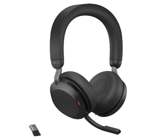 Picture of Jabra Evolve2 75 USB-C Link380a UC Stereo Black, 8-Mic Technology, 36 Hours Battery & Fast Charge, Dual-Foam Tech, Discreet Hide-Away Boom Arm