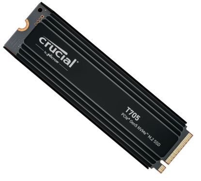 Picture of Crucial T705 2TB Gen5 NVMe SSD Heatsink - 14500/12700 MB/s R/W 1200TBW 1550K IOPs 1.5M hrs MTTF DirectStorage for Intel 14th Gen & AMD Ryzen 7000