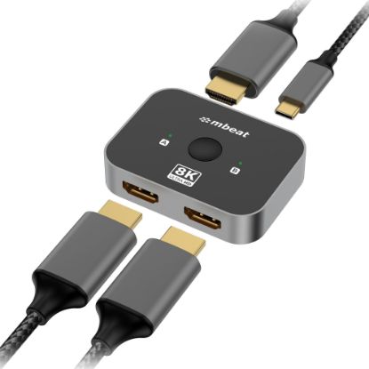 Picture of mbeat 8K Bi-directional HDMI 2.1 Switch 2 In 1 Out/1 In 2 Out  8K@60Hz resolution, plug-and-play convenience  USB-C power input Maximum 8K/60Hz